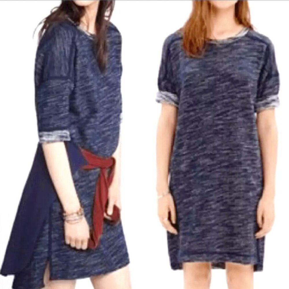 Madewell Textured Knit Marled Sweatshirt Dress